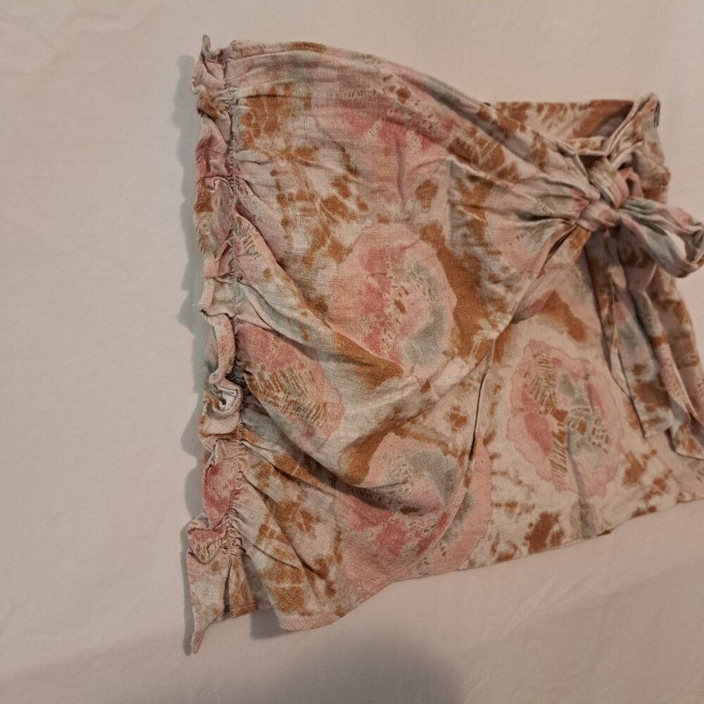 NWOT Free People Sweet As Beach Linen Mini Skirt Size 0 Color Neutral Combo - Picture 7 of 15